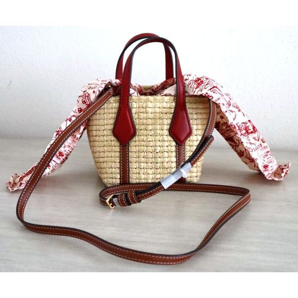Tory Burch "Perry " Straw Nano Mini Crossbody Tote Handbag $228+ - Picture 5 of 10